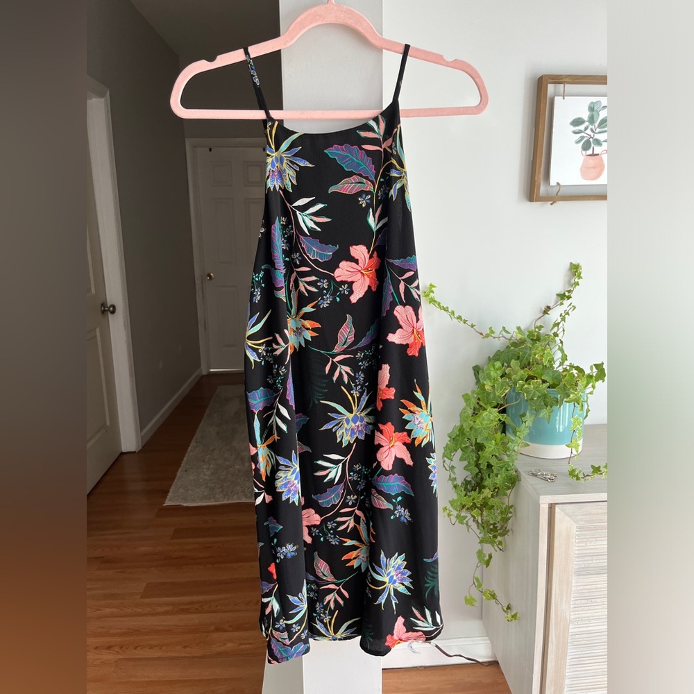 COTTON ON Black Floral Print Halter Neck Mini Dress
